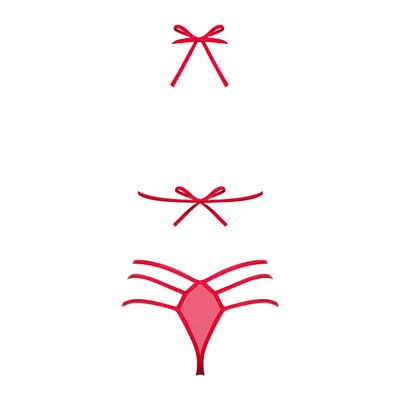 Set Giftella rosso di Obsessive con reggiseno e perizoma morbidi.