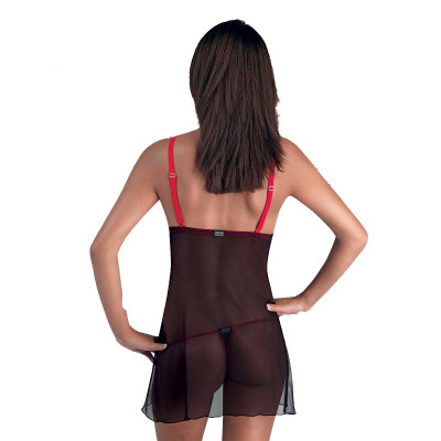 BABY DOLL E PERIZOMA CON INSERTI IN PIZZO FLOREALI