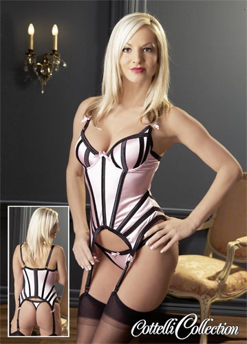 GUEPIERE IN RASO ROSA CON DETTAGLI NERI - 75B/S