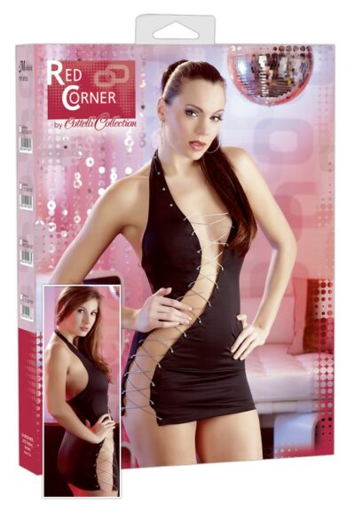 MINI ABITO CON ALLACCIATURA DECORATIVA ARGENTATA