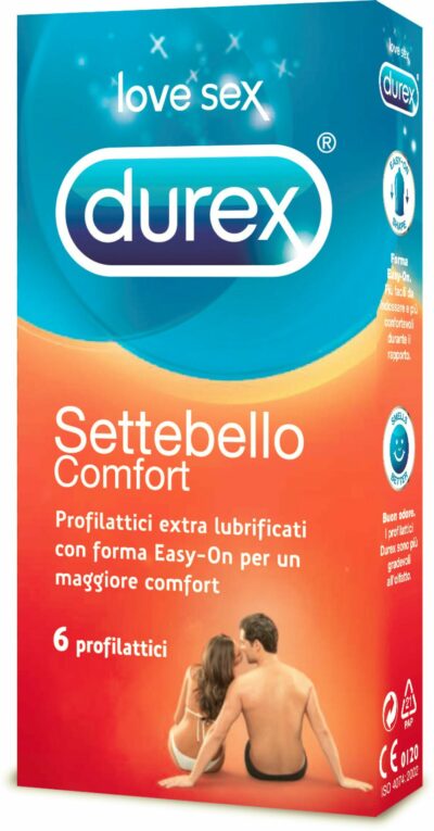 PROFILATTICI EXTRA LUBRIFICATI DUREX "SETTEBELLO COMFORT"  6 PEZZI