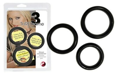 SET 3 ANELLI FALLICI DIVERSI DIAMETRI THREESOME" NERO"