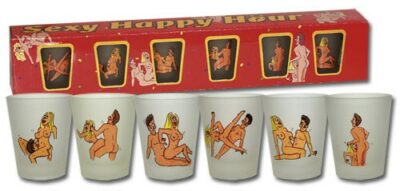 SET 6 BICCHIERI CON STAMPE POSIZIONI SEXY