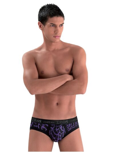 SLIP MOTIVO ZEBRA EROS VENEZIANI" NERO/VIOLA"