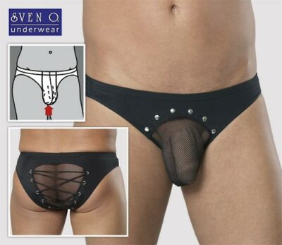 SLIP UOMO IN TESSUTO NERO CON TRASPARENZE ED EFFETTO PUSH UP