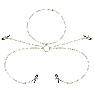 OHMAMA FETISH 4 NIPPLE CLAMPS WITH CHAIN NECKLACE