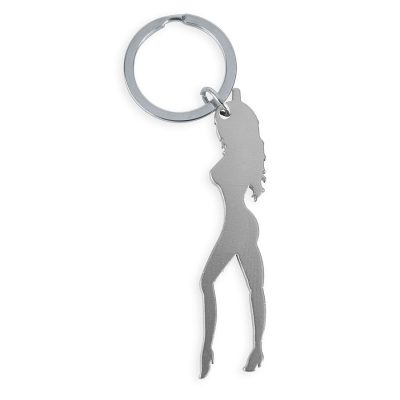 DIABLO PICANTE - KEYRING WITH FEMALE SILHOUETTE IN SILVER COLOR WITH BEER OPENER