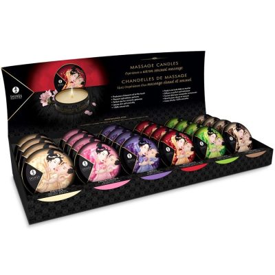 SHUNGA - MINI CARESS BY CANDLELIGHT DISPLAY MASSAGE CANDLES 24 UNITS