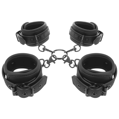 FETISH SUBMISSIVE - SET OF HAND AND ANKLE HANDCUFFS WITH NOPRENE LINING